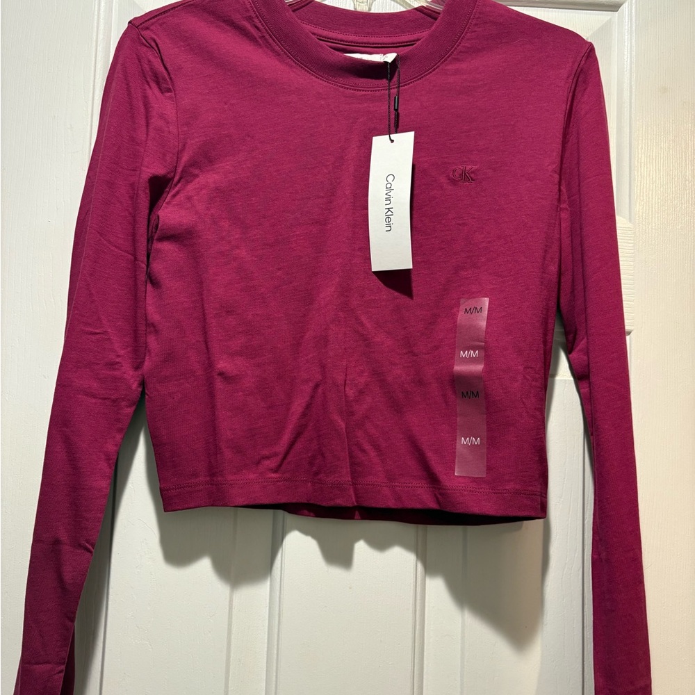Calvin Klein Women's Long Sleeve Blouse - Berry